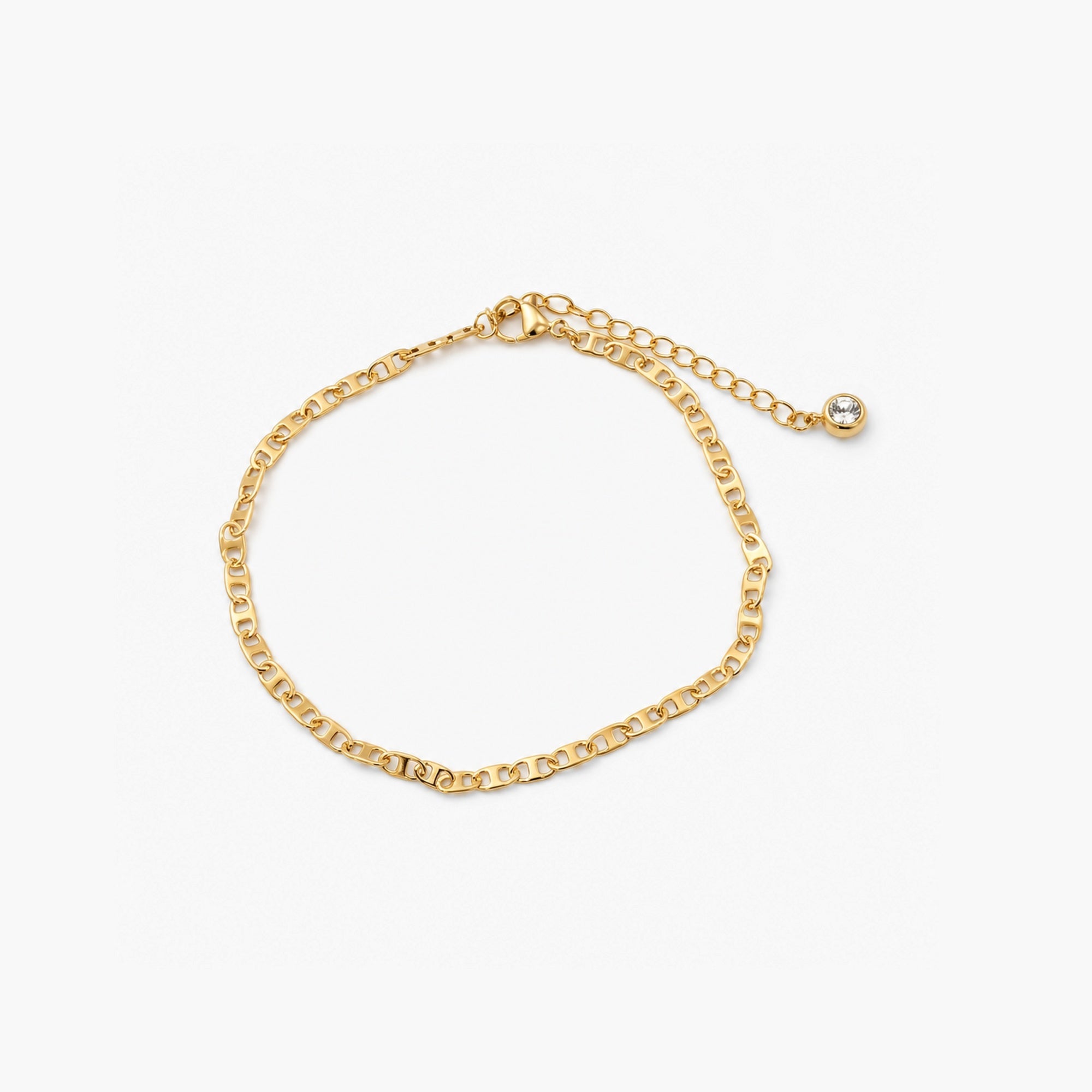 Aeris Anchor Chain Anklet in 18k Gold Plated Stainless Steel, designed for durability and waterproof wear, perfect for adding elegance to any outfit 0