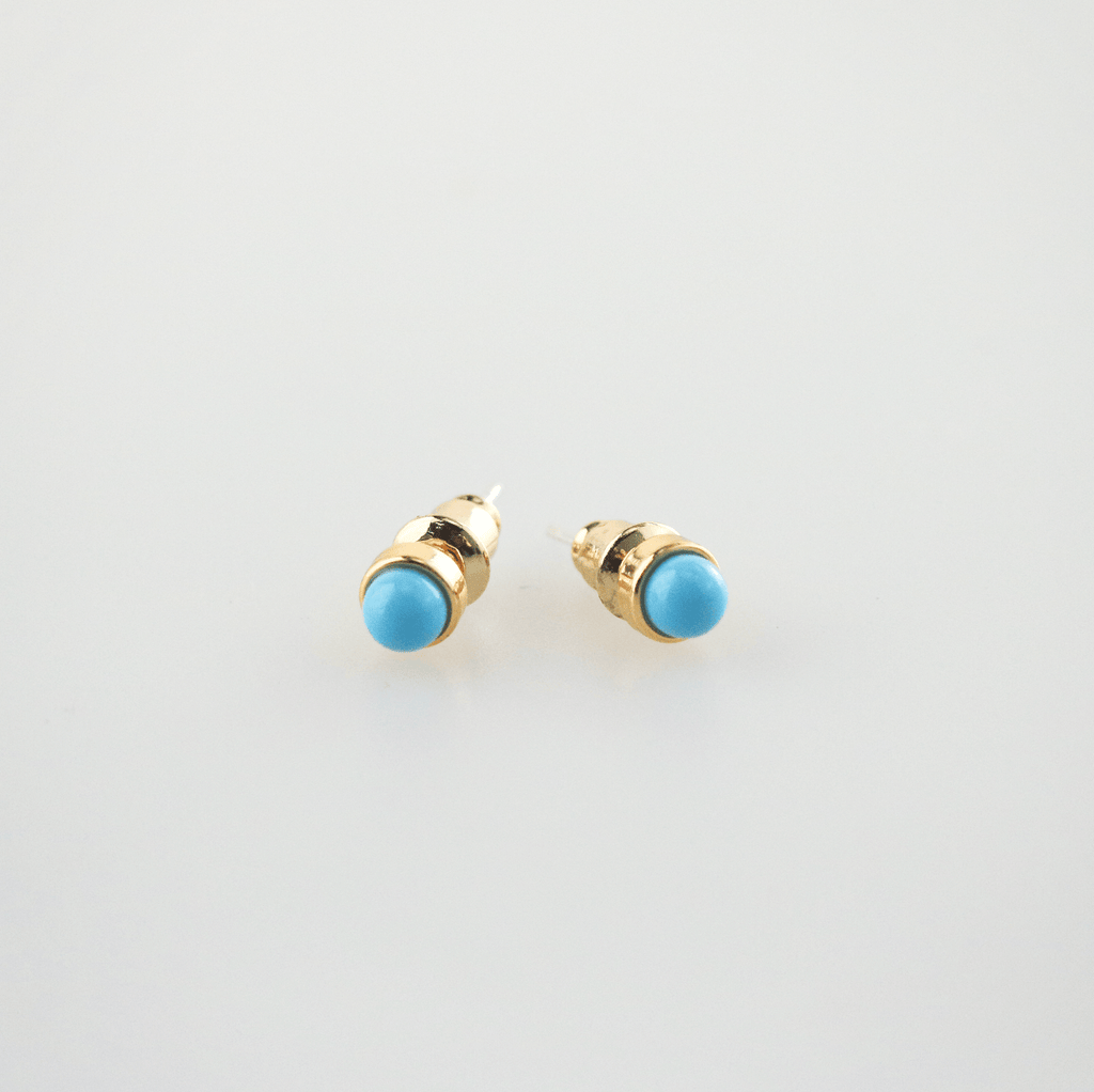 Aeris Blue Agate Earrings | 4mm Genuine Stone, 18k Gold Plated Brass 0