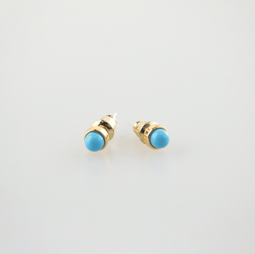 Aeris Blue Agate Earrings | 4mm Genuine Stone, 18k Gold Plated Brass 0