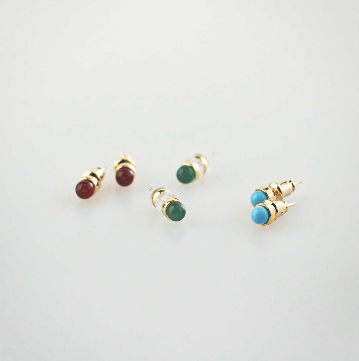 Aeris Blue Agate Earrings | 4mm Genuine Stone, 18k Gold Plated Brass 2