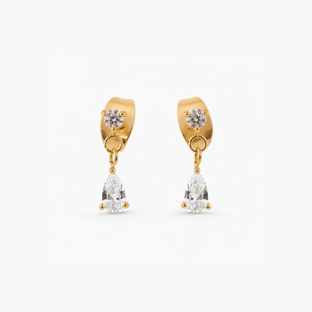 Afton Teardrop Earrings | 18K Gold Plated, CZ Studs 0