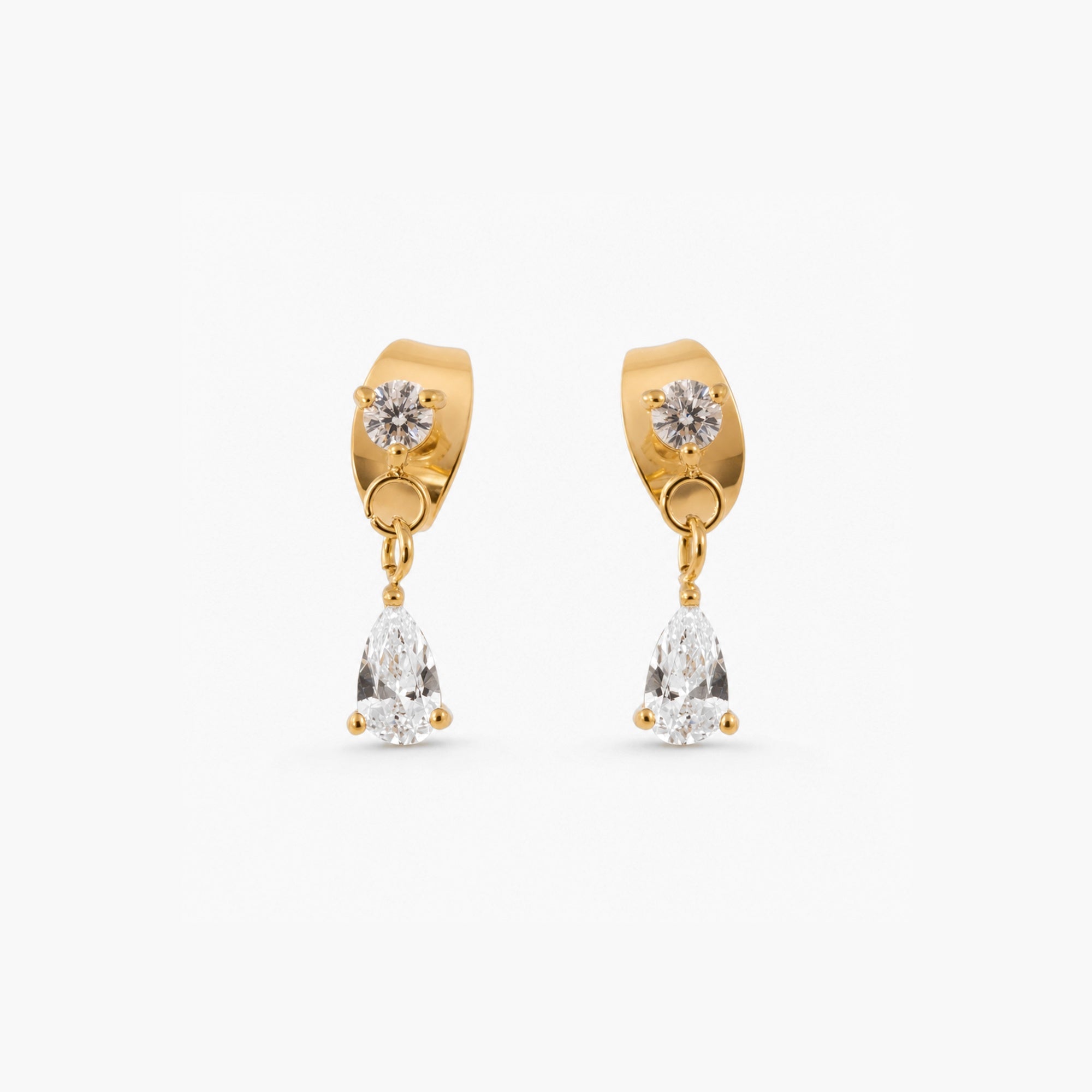 Afton Teardrop Earrings | 18K Gold Plated, CZ Studs 0