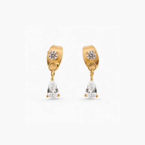 Afton Teardrop Earrings | 18K Gold Plated, CZ Studs 0