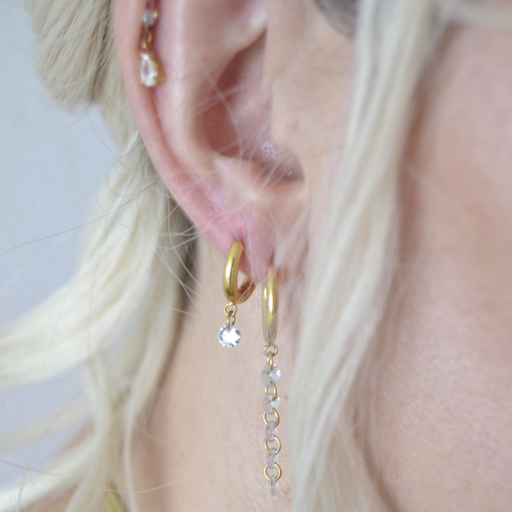 Afton Teardrop Earrings | 18K Gold Plated, CZ Studs 3