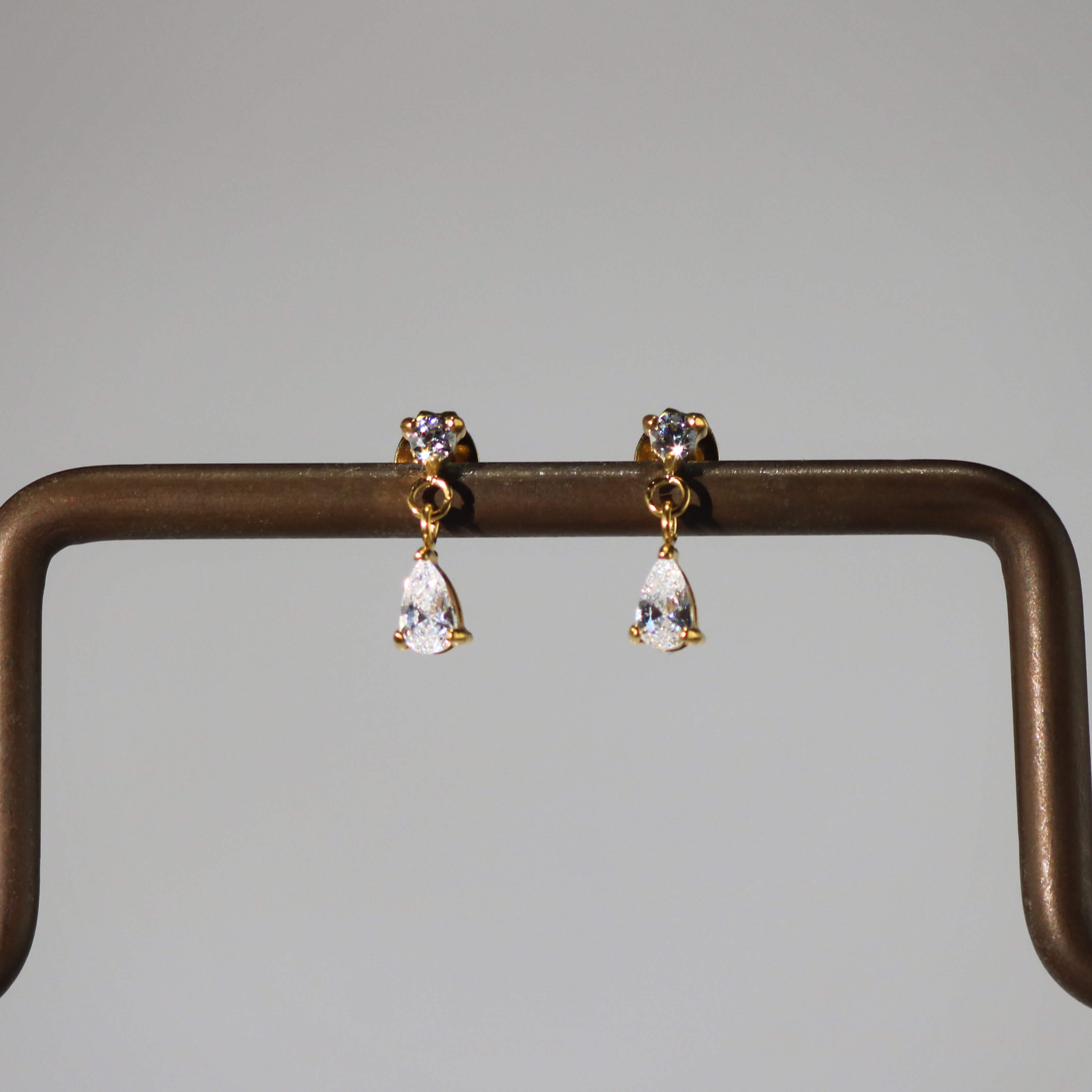 Afton Teardrop Earrings | 18K Gold Plated, CZ Studs 4