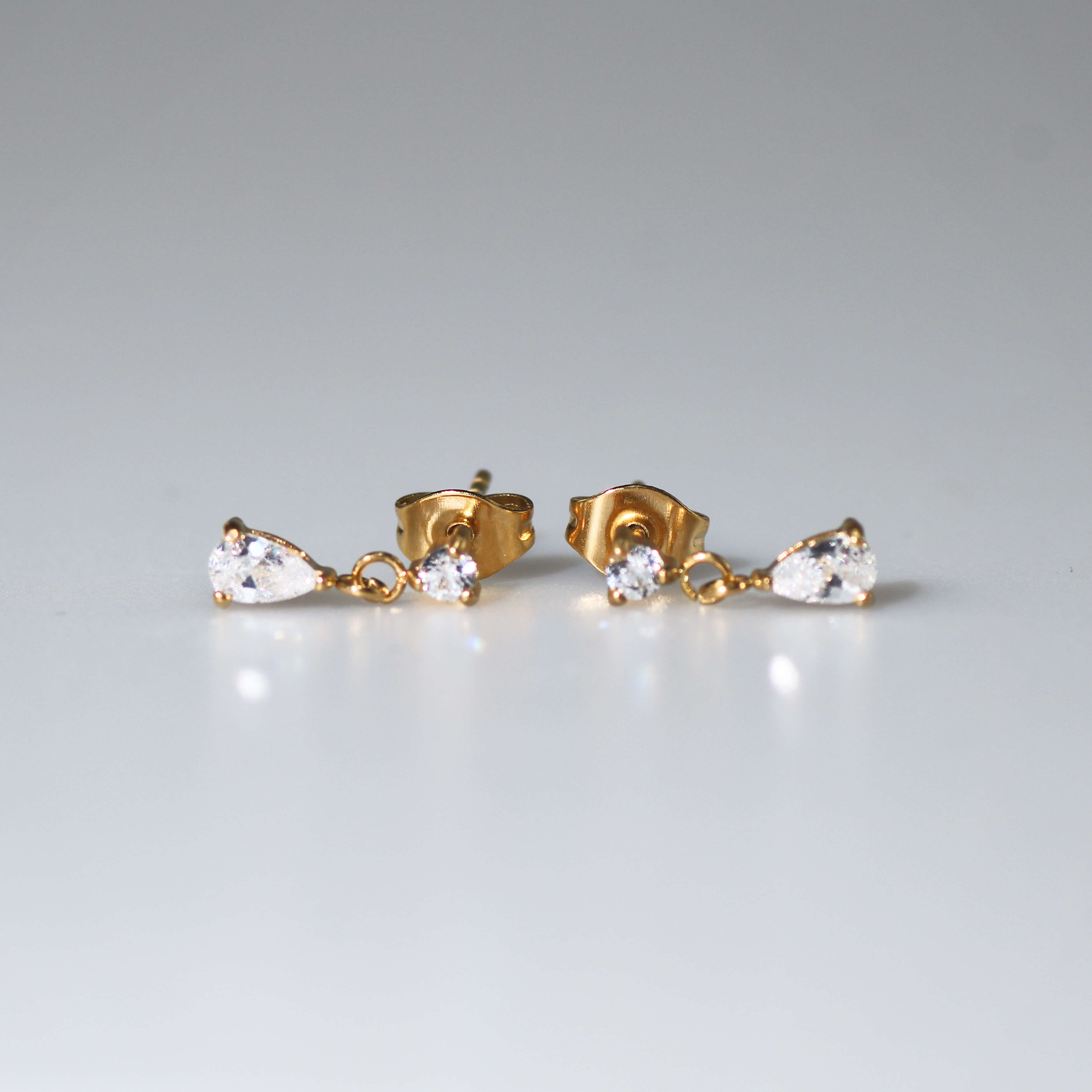 Afton Teardrop Earrings | 18K Gold Plated, CZ Studs 5