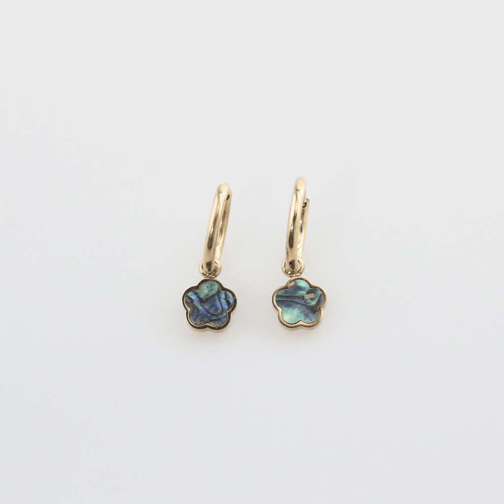 Alera Gold Hoop Earrings | 18k Gold Plated with Abalone Charms 2