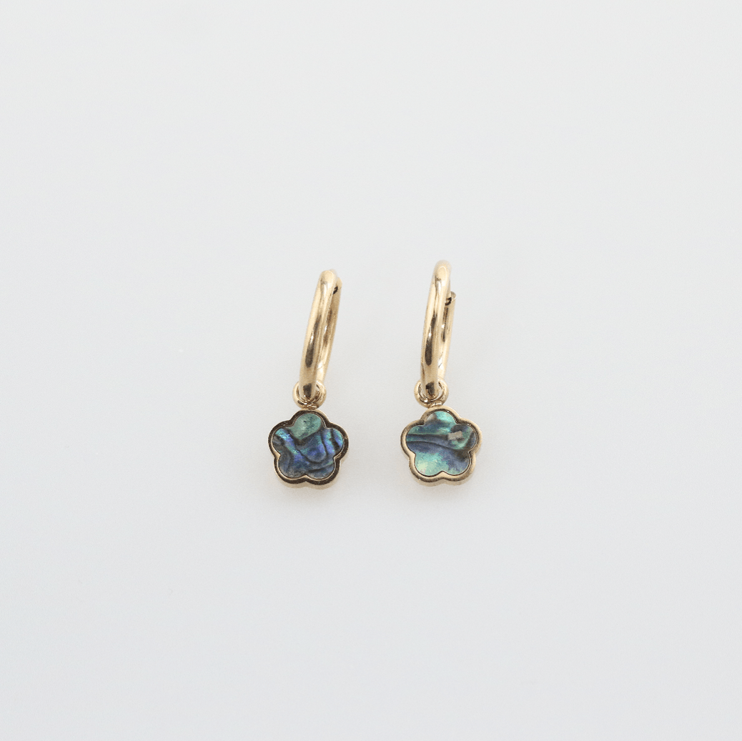 Alera Gold Hoop Earrings | 18k Gold Plated with Abalone Charms 2
