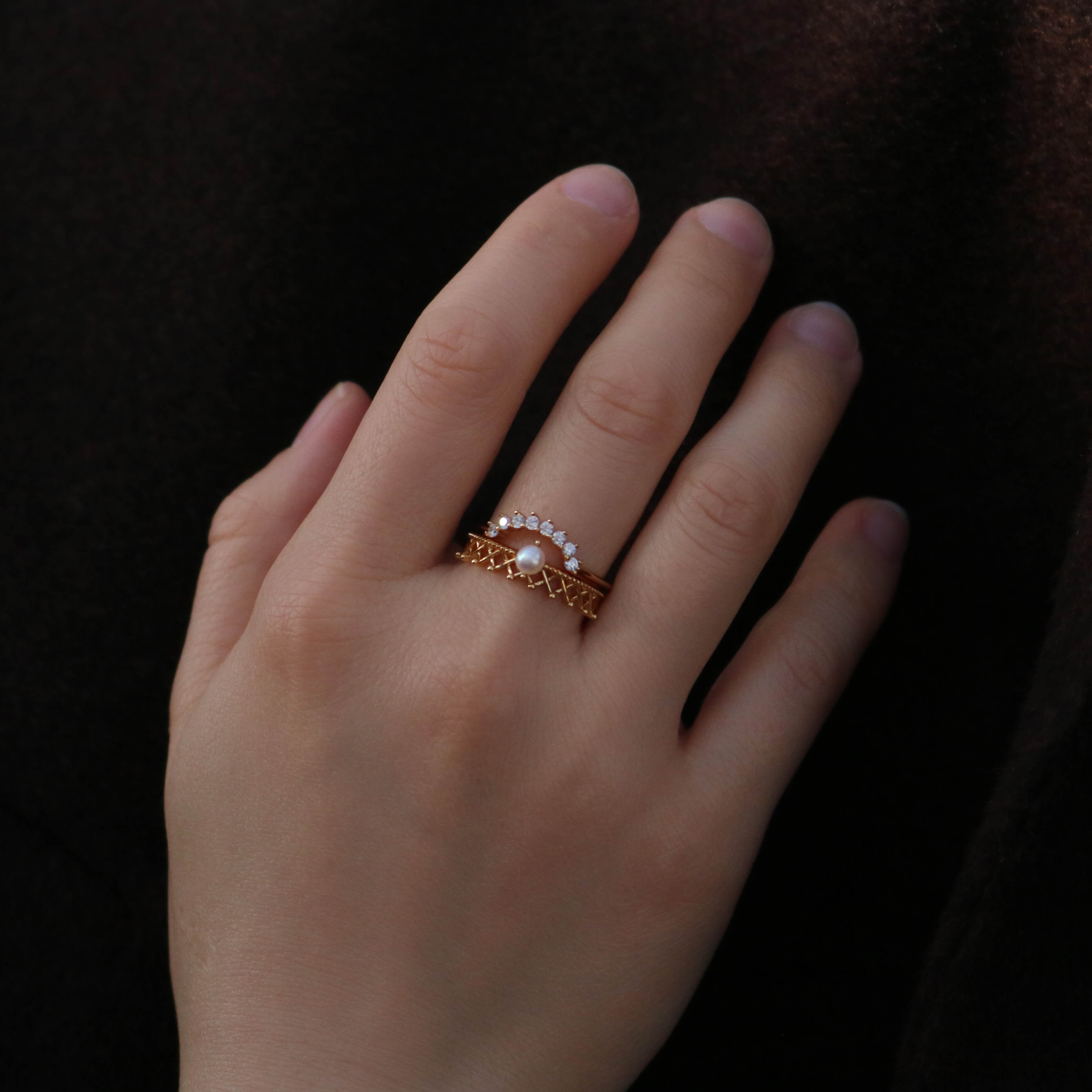 Arden Arch Band Ring | 9k Gold Plated Sterling Silver, Adjustable 2