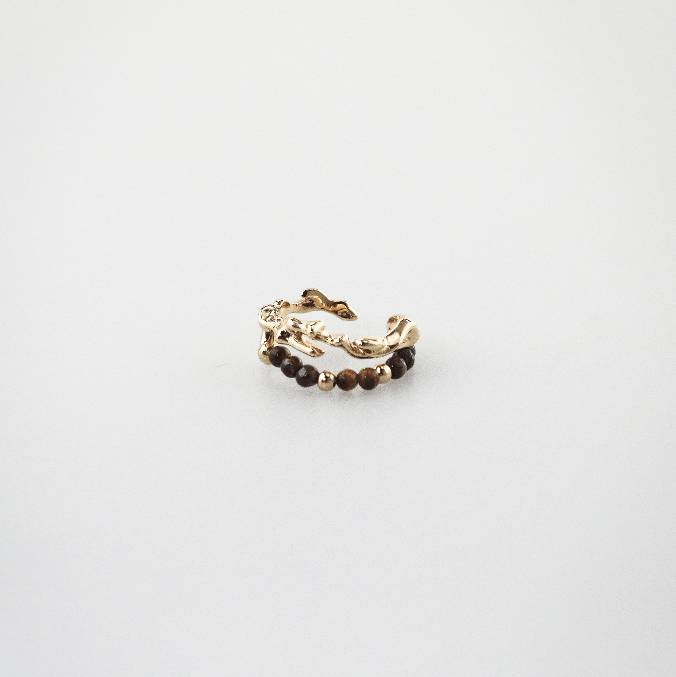 Arden Tigers Eye Beaded Ring | 18k Gold Plated Stainless Steel 2