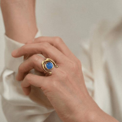 Arlo Blue Stone Ring Set | 18k Gold Plated Stainless Steel 0