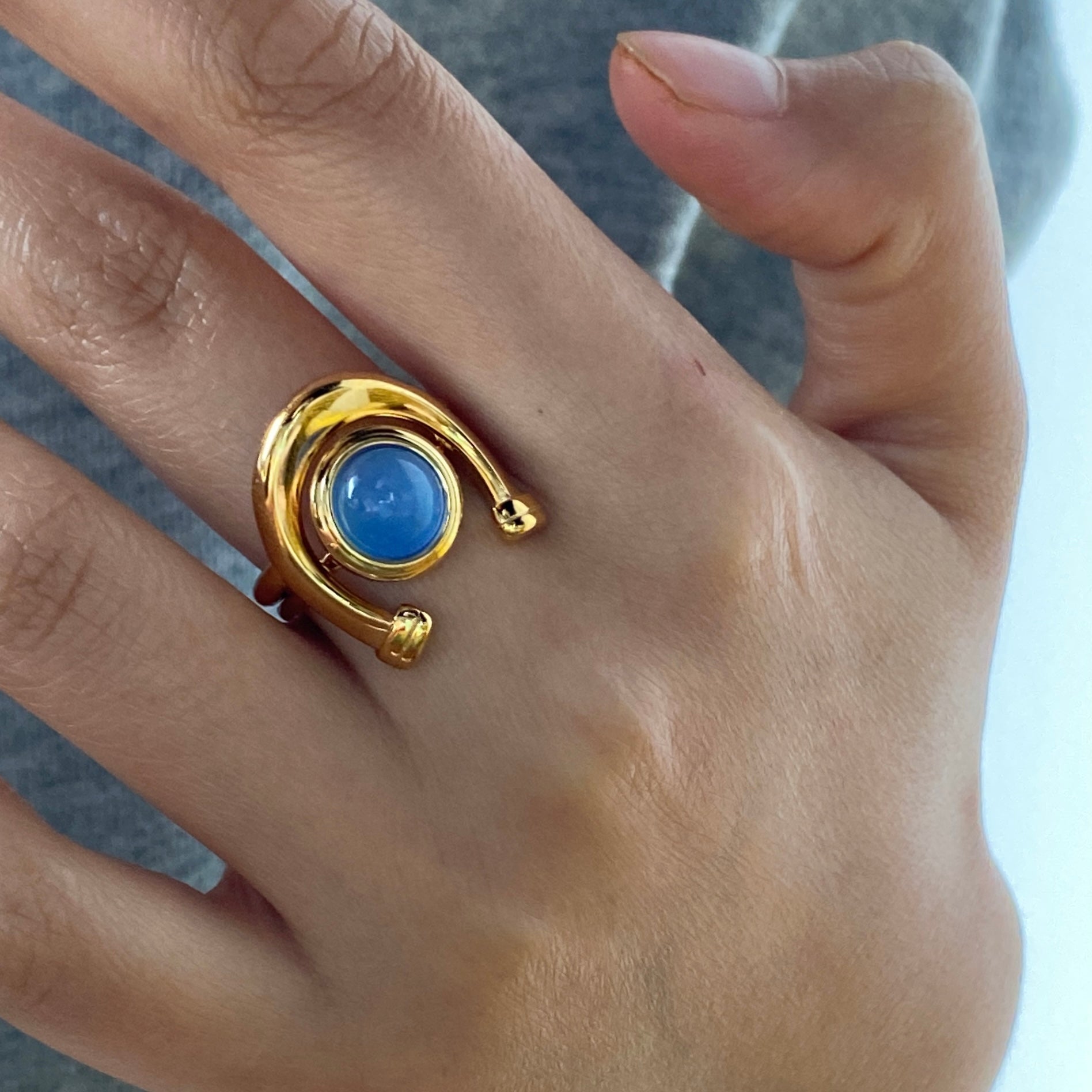 Arlo Blue Stone Ring Set | 18k Gold Plated Stainless Steel 2