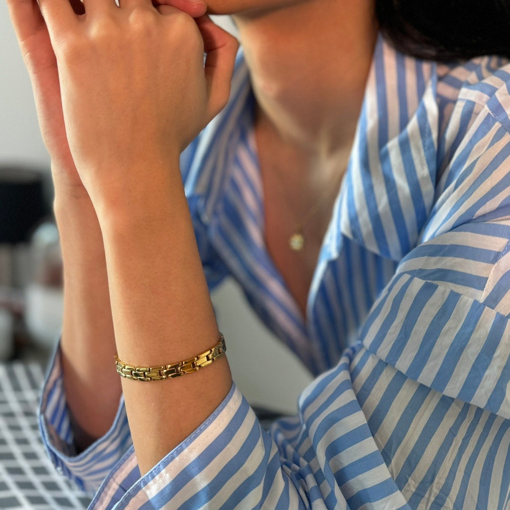 Astra Watch Band | 18k Gold Plated Stainless Steel, Waterproof 1
