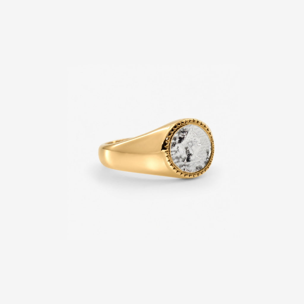 Aurea Signet Ring | 18k Gold Plated Stainless Steel, Athena Engraved 1