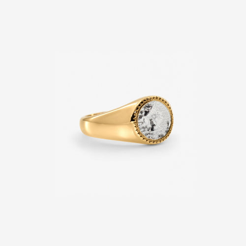 Aurea Signet Ring | 18k Gold Plated Stainless Steel, Athena Engraved 1