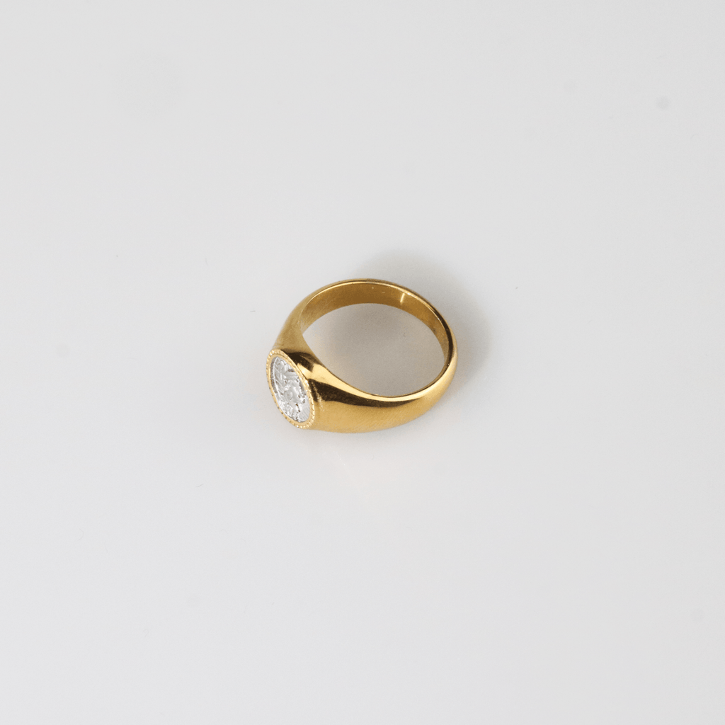 Aurea Signet Ring | 18k Gold Plated Stainless Steel, Athena Engraved 3