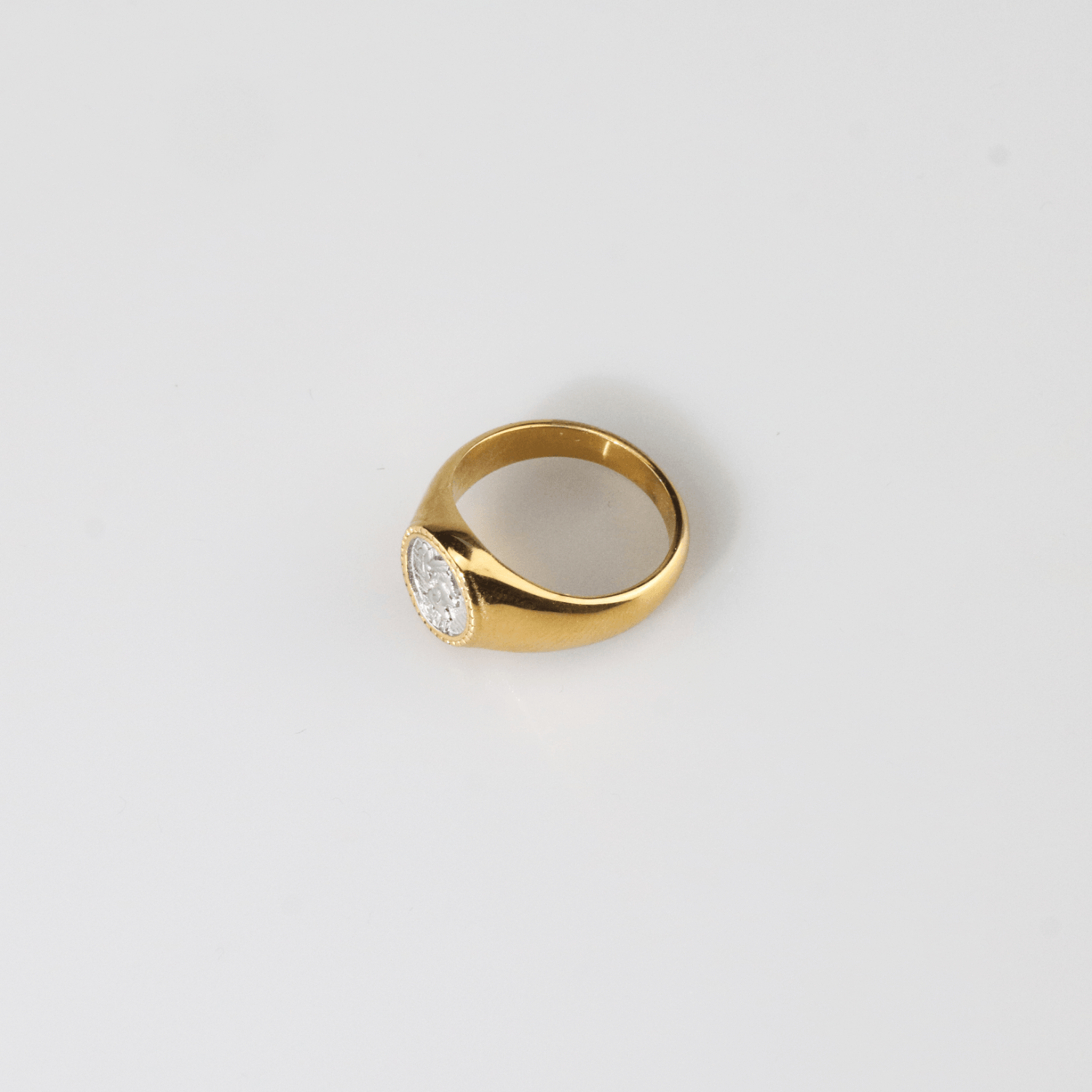 Aurea Signet Ring | 18k Gold Plated Stainless Steel, Athena Engraved 3
