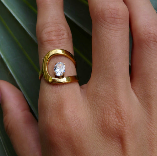 Aveline CZ Ring | 18k Gold Plated, AAA Cubic Zirconia 1