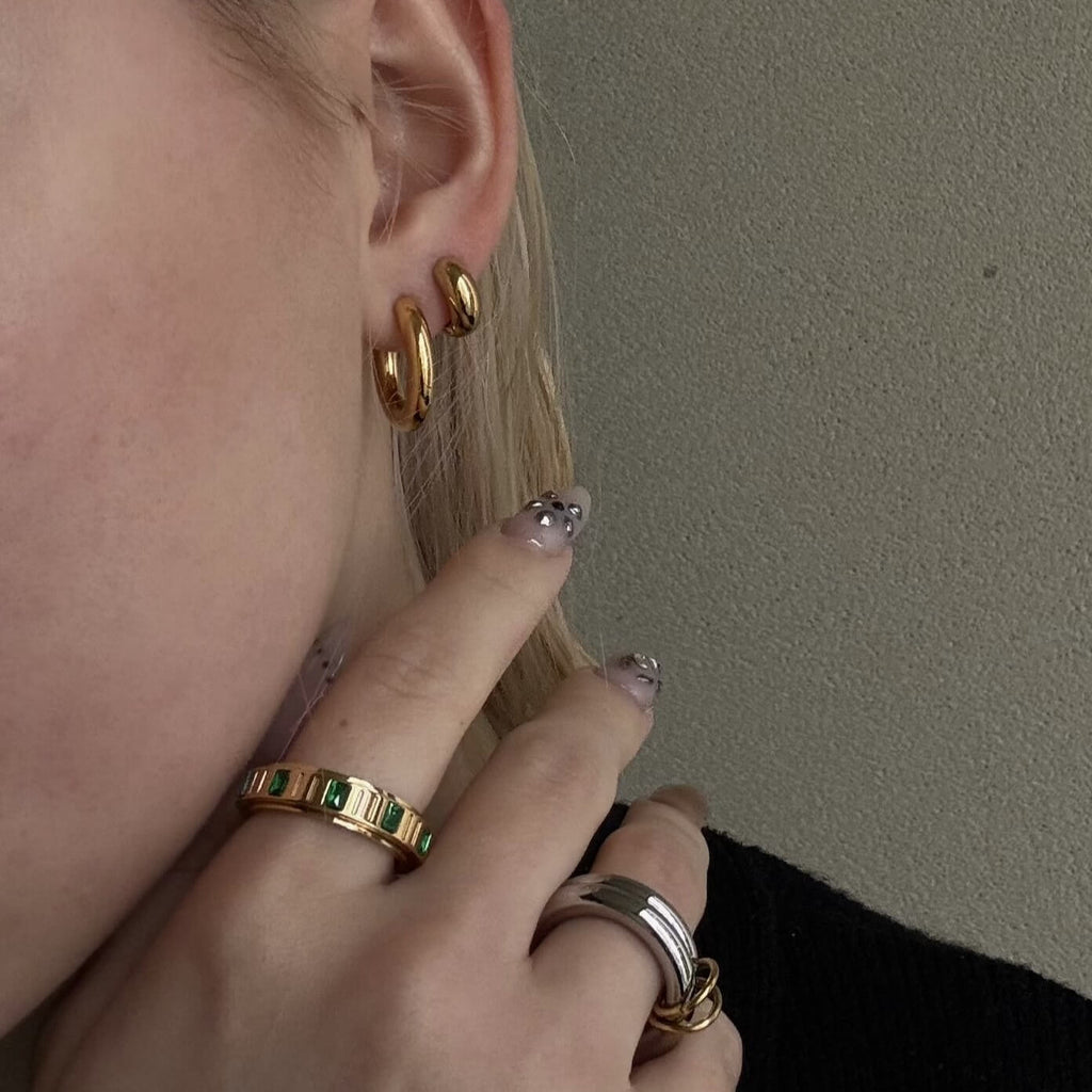 Bexley Huggie Earrings | 18K Gold Plated, 12mm Hoops 3