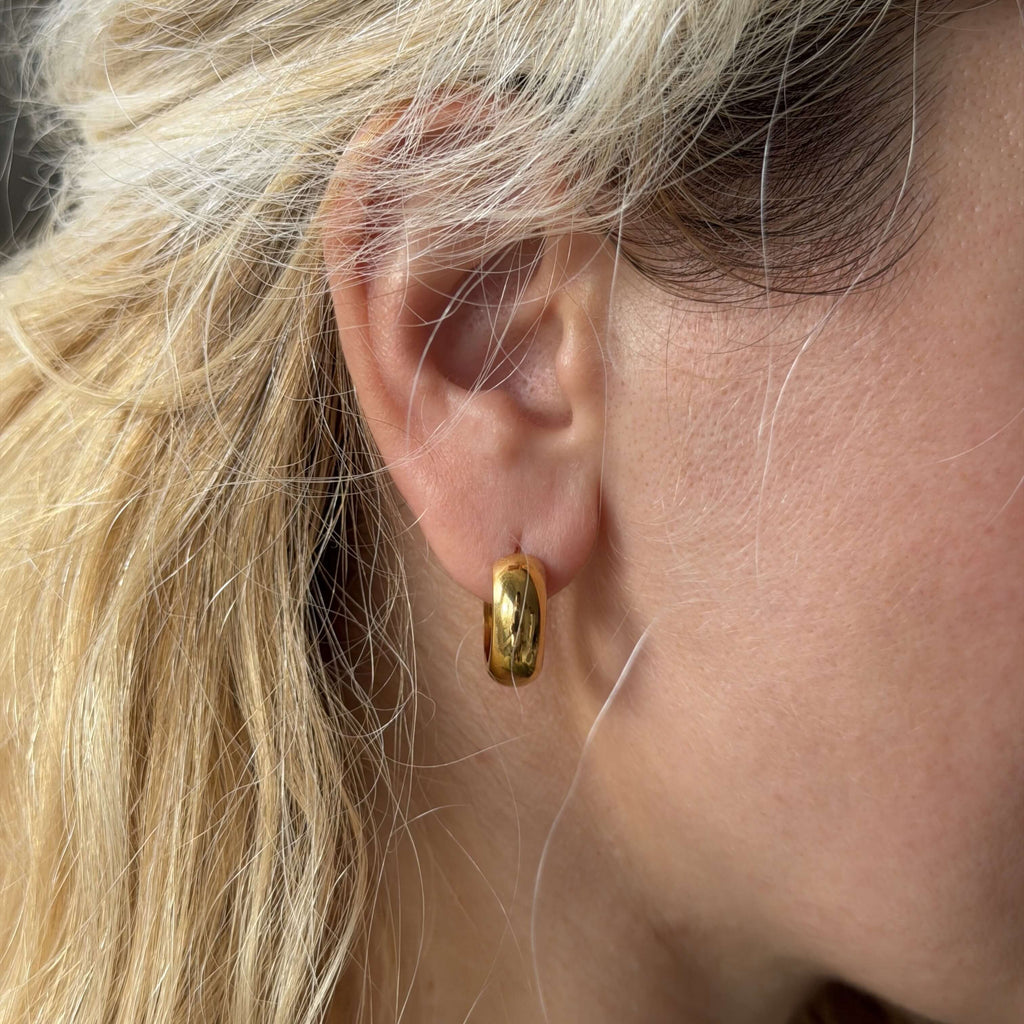 Bexley Huggie Hoops | 18mm Gold Plated Stainless Steel 2