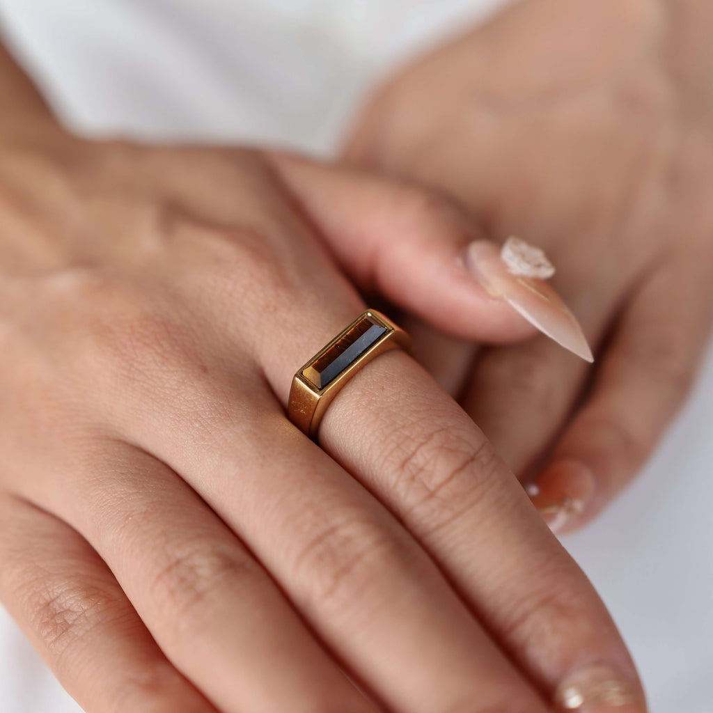 Bexley Tigers Eye Ring | 18k Gold Plated Stainless Steel 3