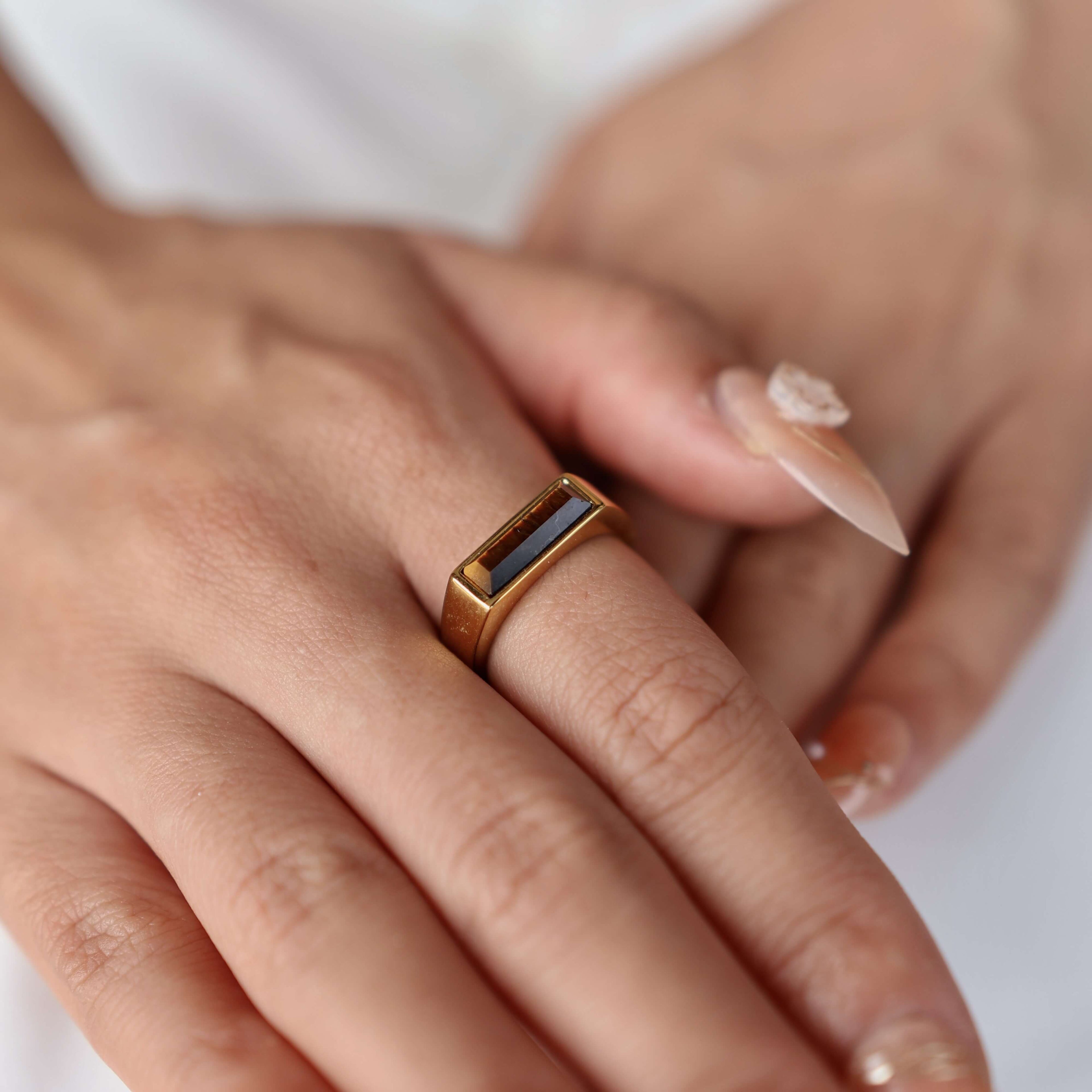 Bexley Tigers Eye Ring | 18k Gold Plated Stainless Steel 3