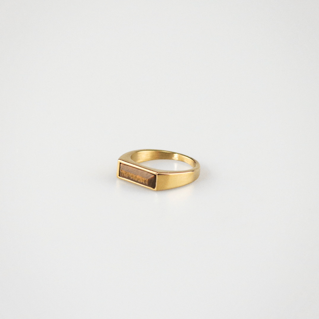 Bexley Tigers Eye Ring | 18k Gold Plated Stainless Steel 6