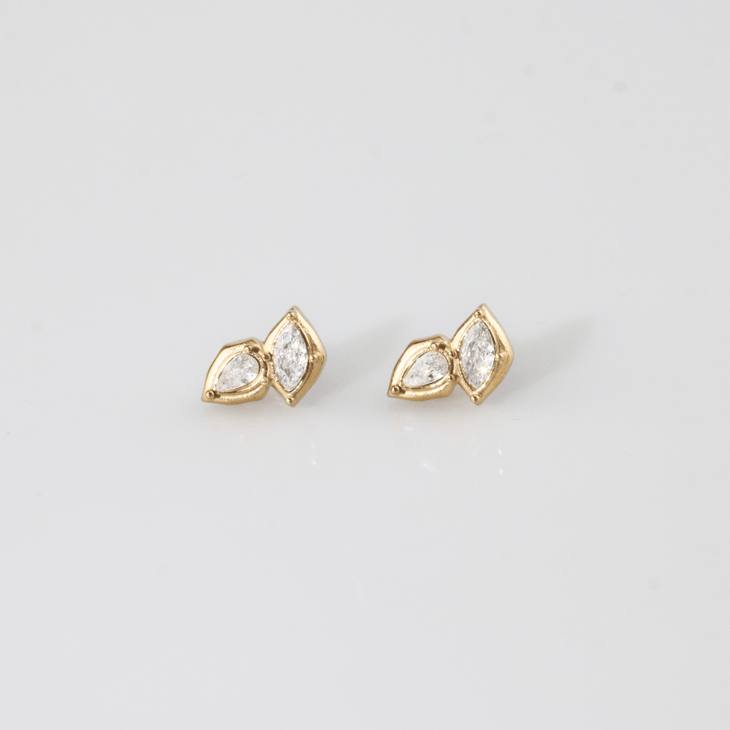 Blythe Gold Stud Earrings | 18k Gold Plated, CZ Cluster Design 0