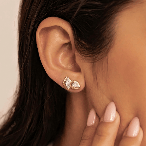 Blythe Gold Stud Earrings | 18k Gold Plated, CZ Cluster Design 1