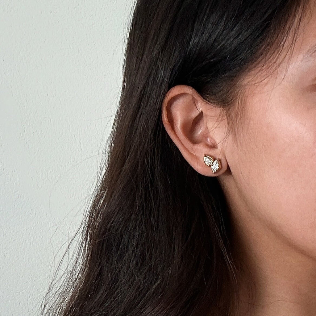 Blythe Gold Stud Earrings | 18k Gold Plated, CZ Cluster Design 2
