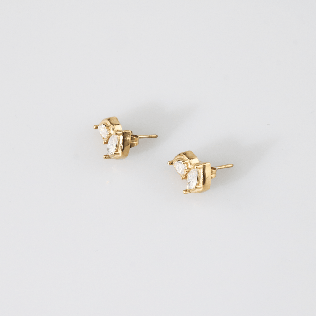 Blythe Gold Stud Earrings | 18k Gold Plated, CZ Cluster Design 4