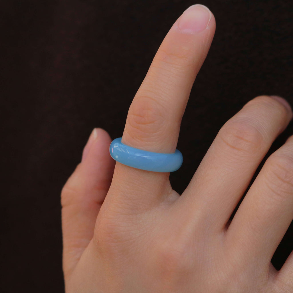 Blythe Jade Band Ring | Genuine Blue Jade, 5mm Width 2