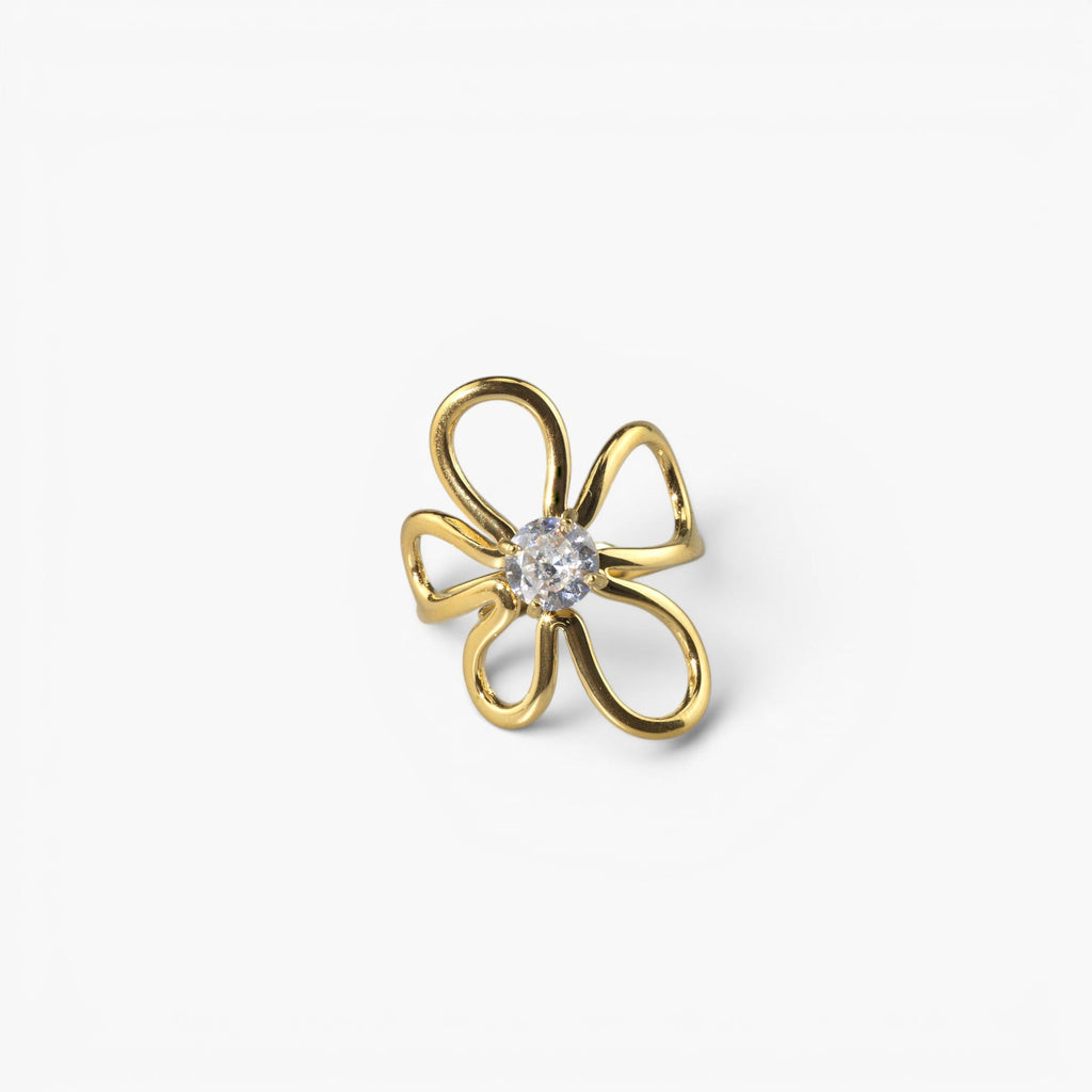 Breezy CZ Ring | 18k Gold Plated, Adjustable Flower Design 0