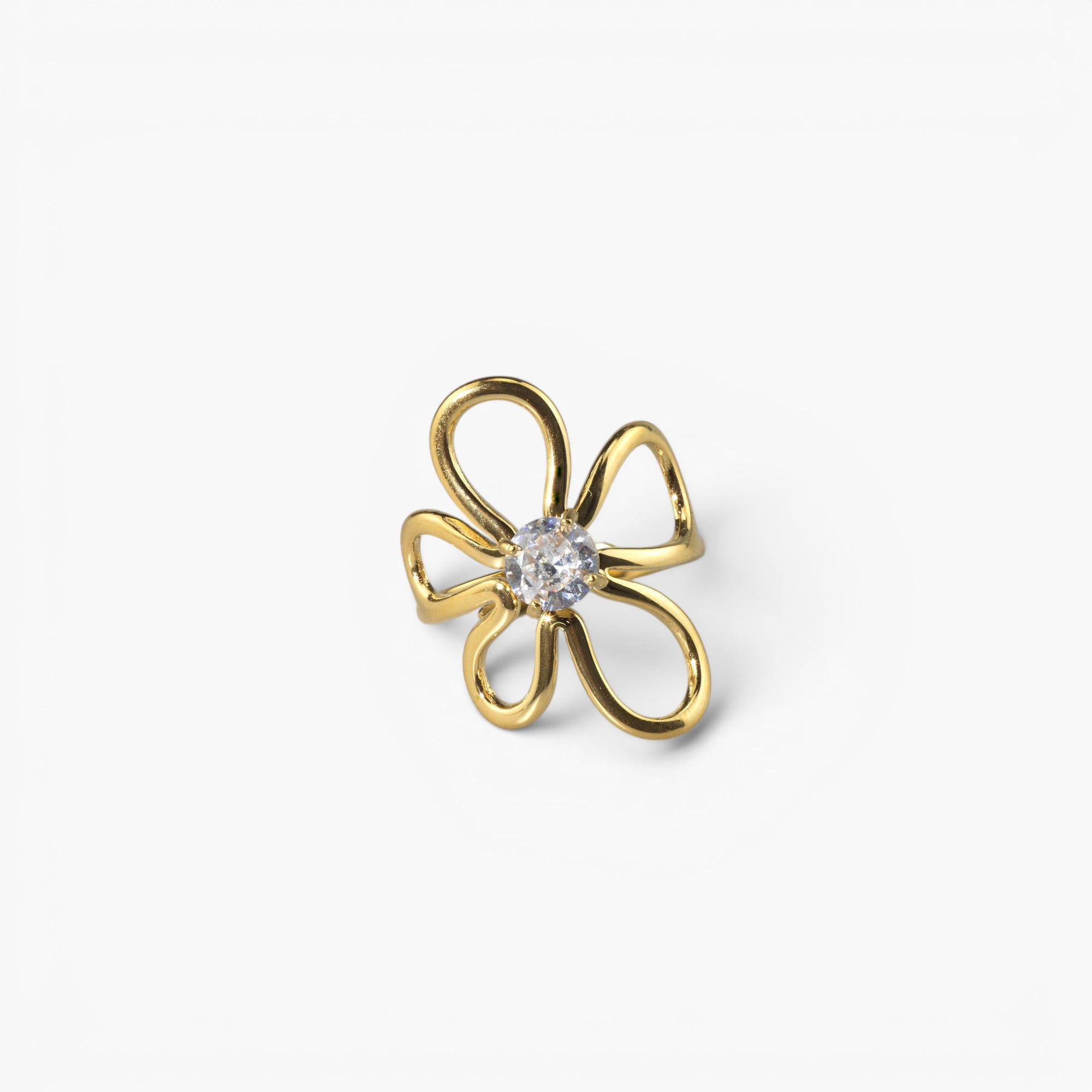 Breezy CZ Ring | 18k Gold Plated, Adjustable Flower Design 0