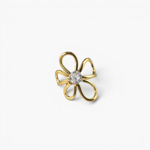 Breezy CZ Ring | 18k Gold Plated, Adjustable Flower Design 0
