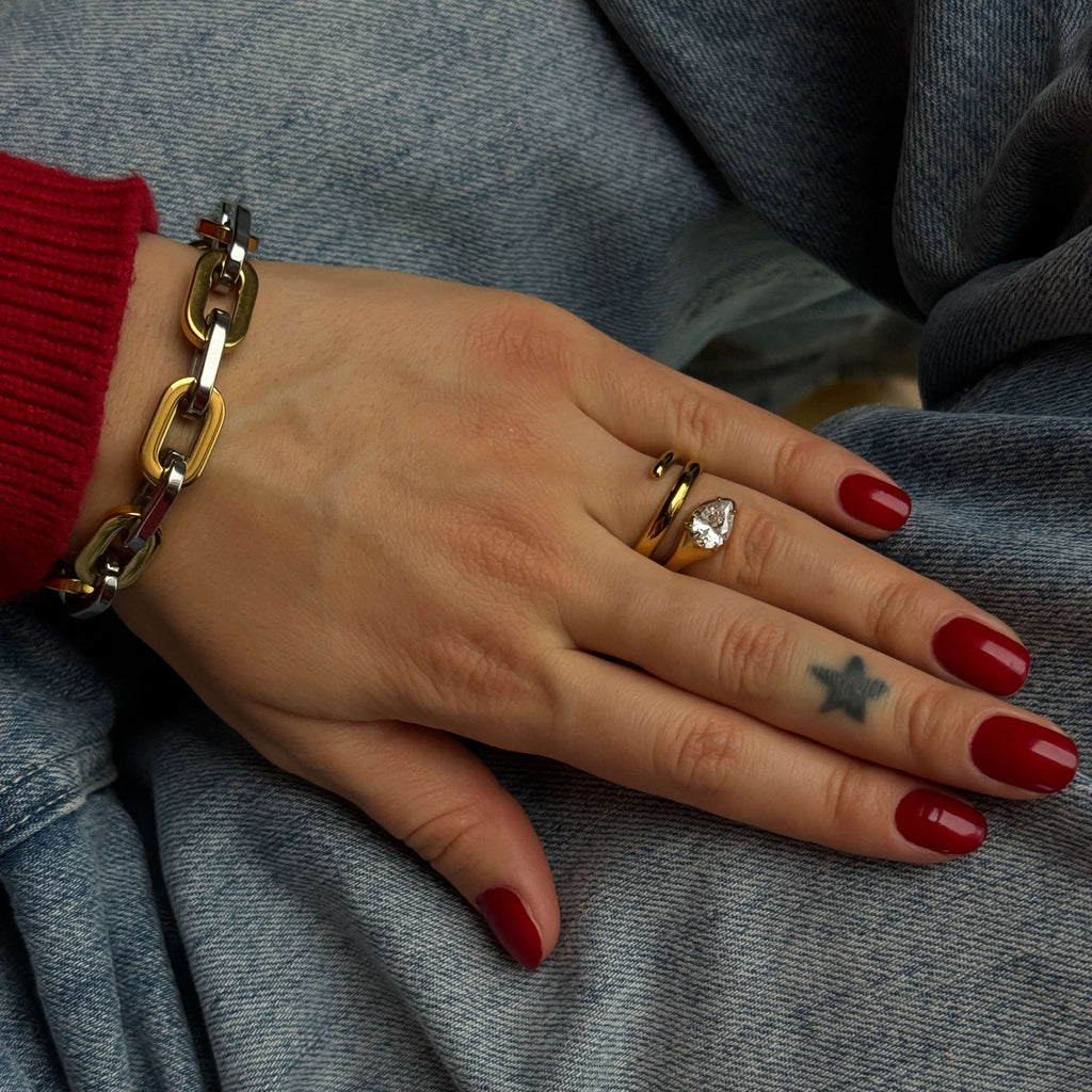 Caden Chunky Bracelet | Two-Tone Stainless Steel, Clip-Style Chain 3