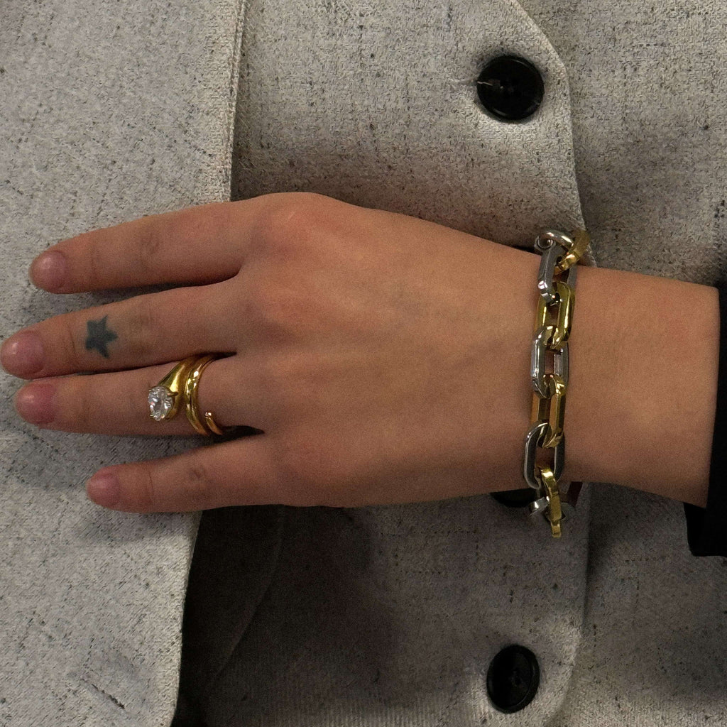 Caden Chunky Bracelet | Two-Tone Stainless Steel, Clip-Style Chain 4