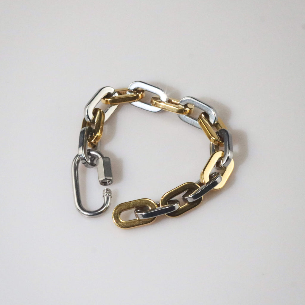 Caden Chunky Bracelet | Two-Tone Stainless Steel, Clip-Style Chain 5