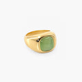 Caden Signet Ring | Green Cat's Eye Stone, 18k Gold Plated 0