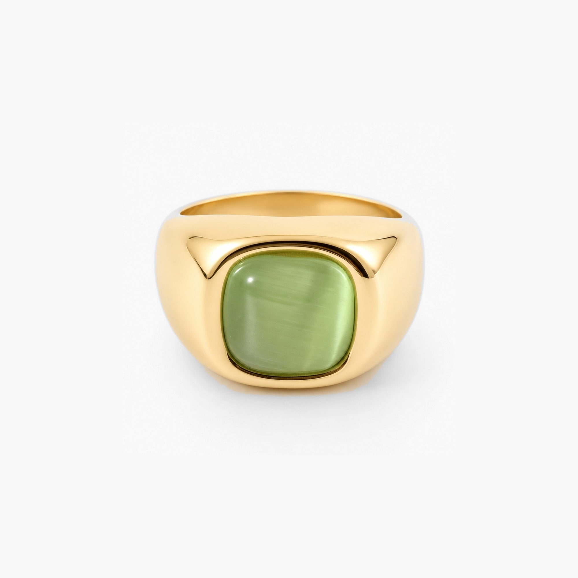 Caden Signet Ring | Green Cat's Eye Stone, 18k Gold Plated 4