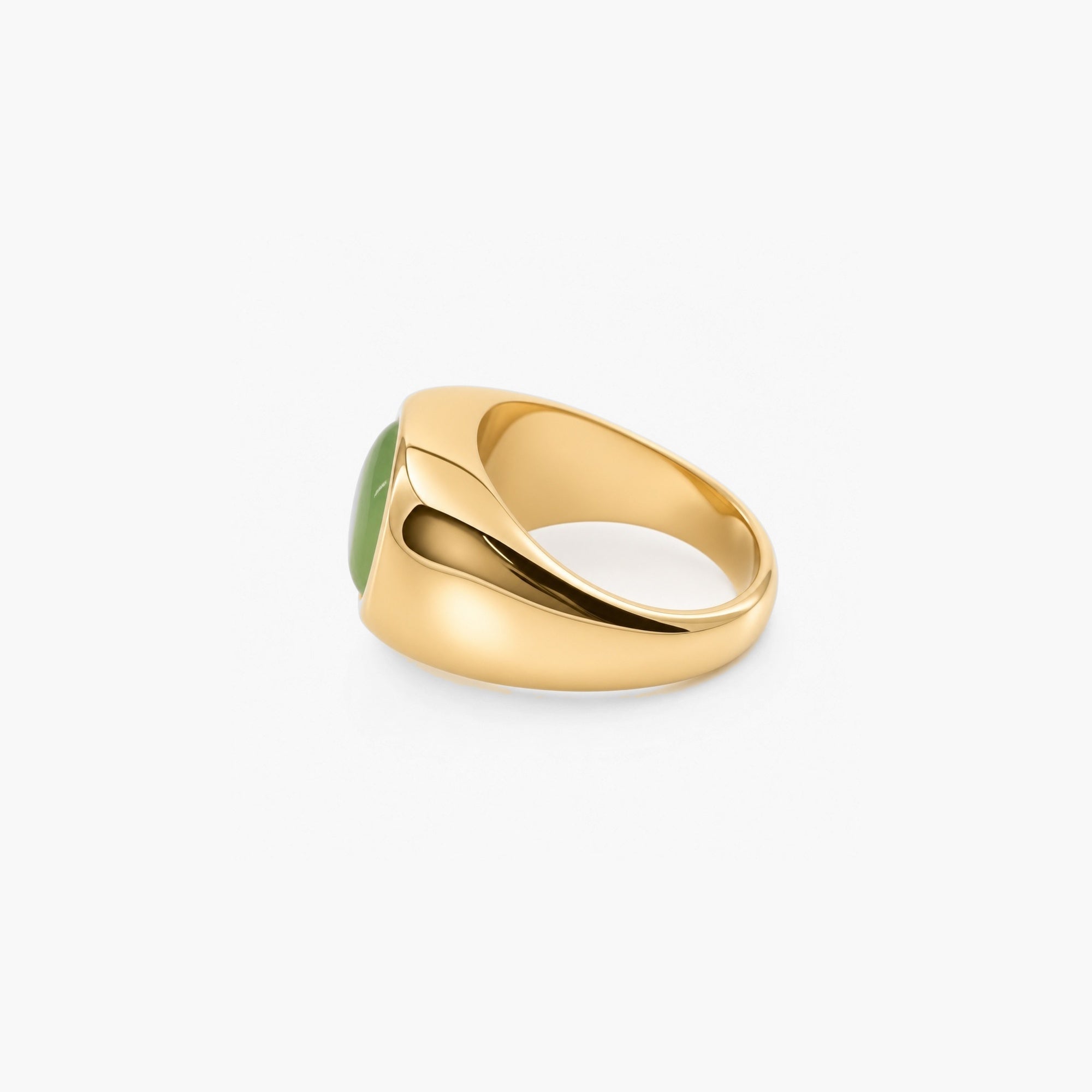 Caden Signet Ring | Green Cat's Eye Stone, 18k Gold Plated 7