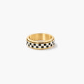 Caden Spinner Ring | 18k Gold Plated Stainless Steel Checkerboard Design 0