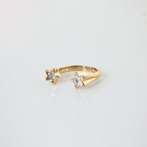 Celeste Double Star Ring | 18k Gold Plated Stainless Steel 0