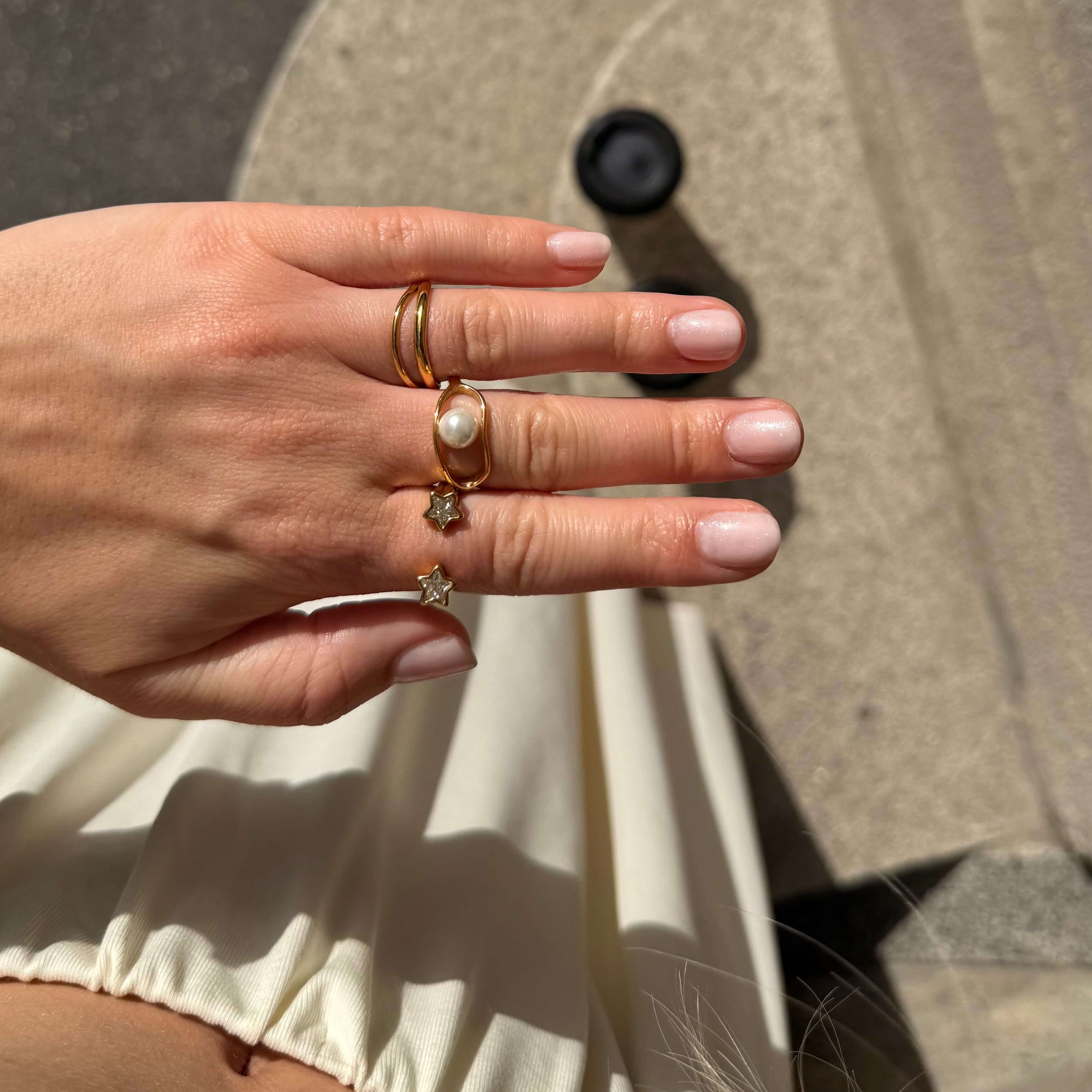 Celeste Double Star Ring | 18k Gold Plated Stainless Steel 5