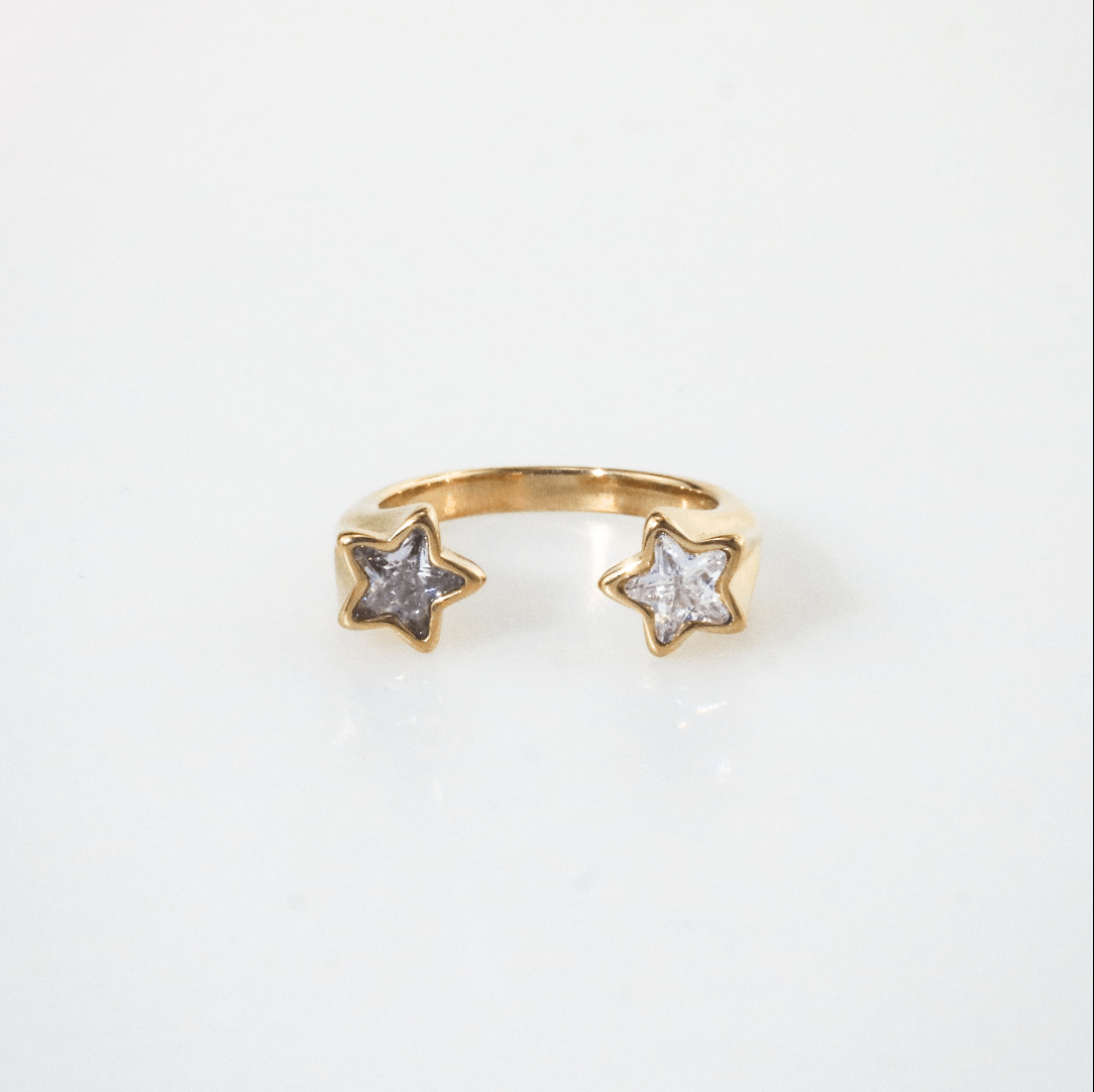 Celeste Double Star Ring | 18k Gold Plated Stainless Steel 6