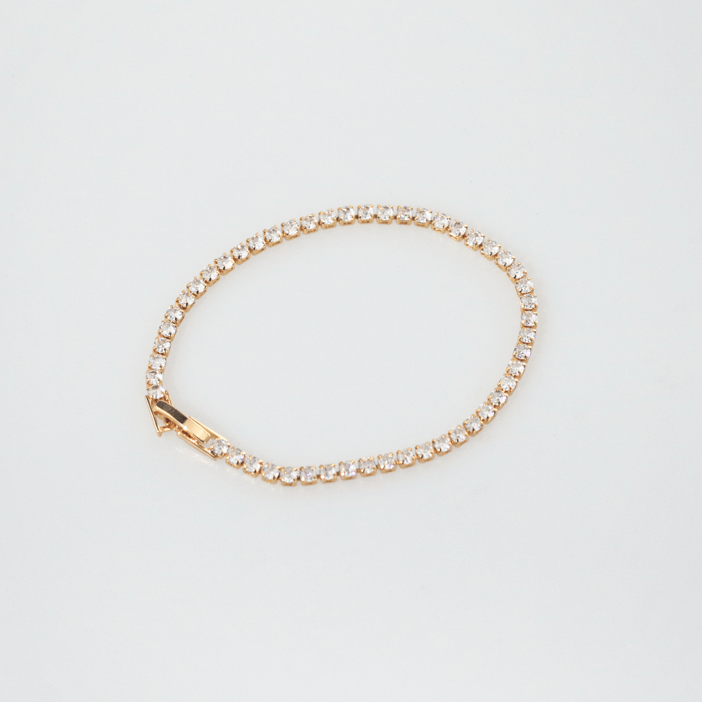 Celeste Tennis Bracelet | 2mm Gold-Plated Brass with Cubic Zirconia 0