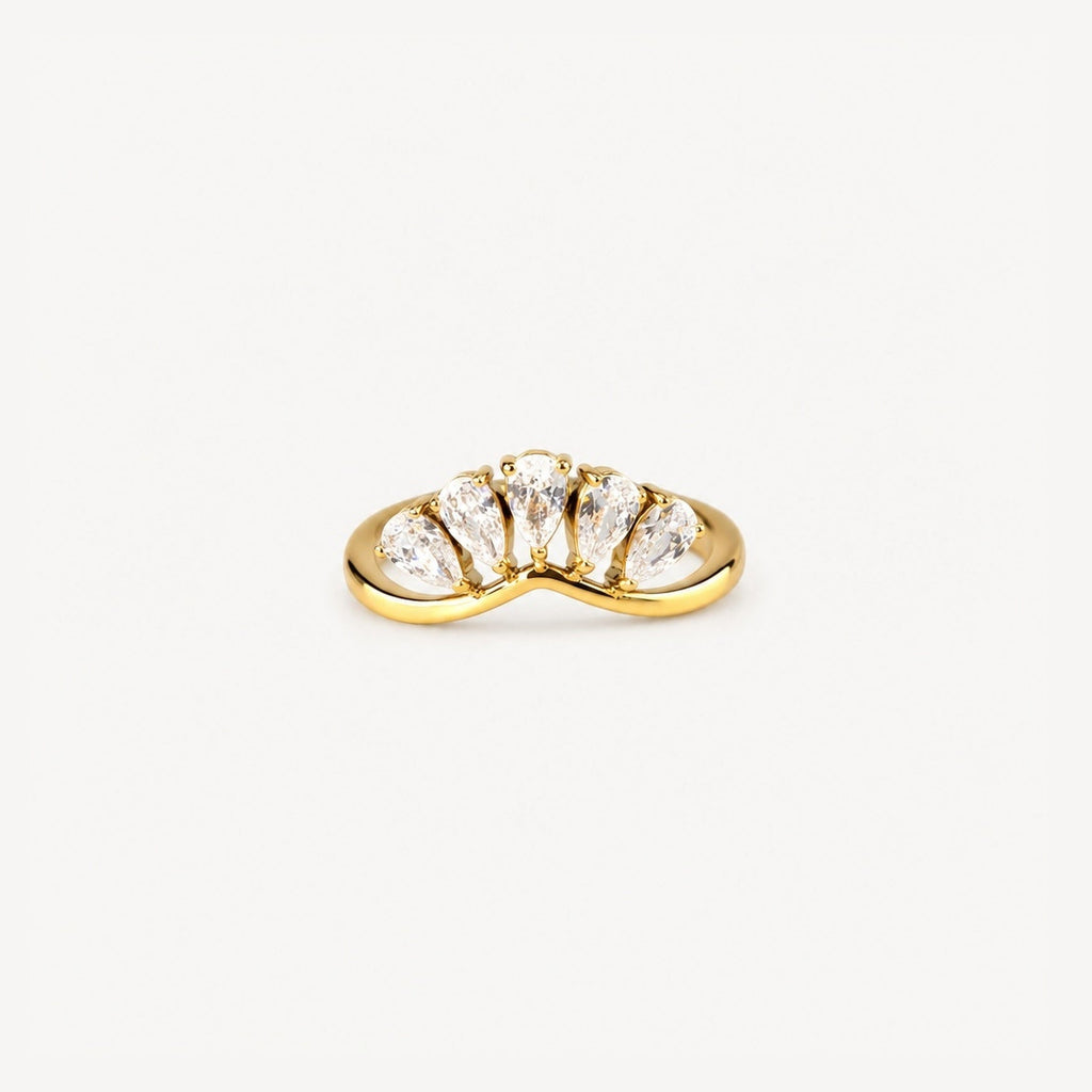Celestria Cluster Ring | 18k Gold Plated, Teardrop Stones 0