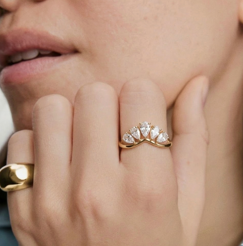 Celestria Cluster Ring | 18k Gold Plated, Teardrop Stones 1