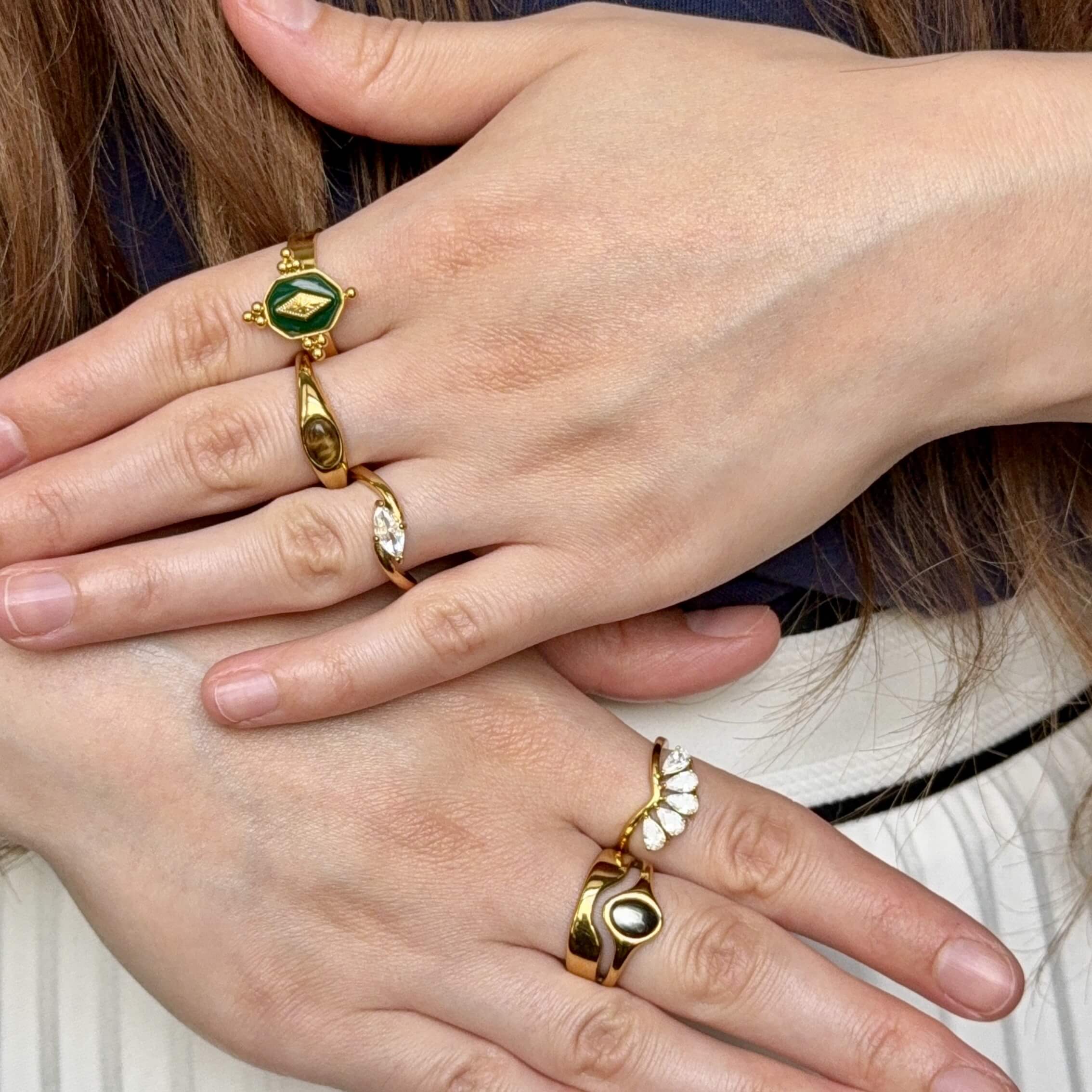 Celestria Cluster Ring | 18k Gold Plated, Teardrop Stones 3