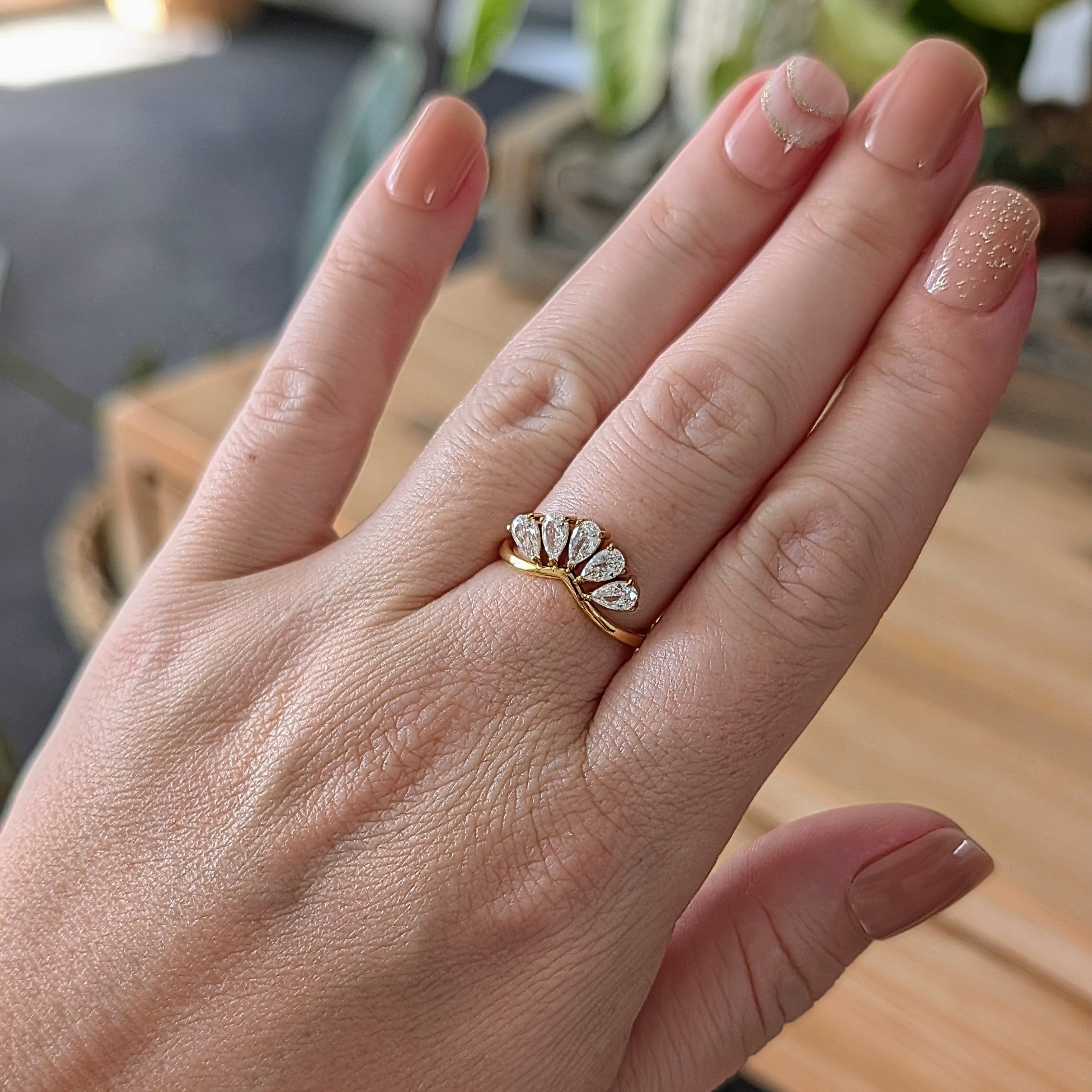 Celestria Cluster Ring | 18k Gold Plated, Teardrop Stones 4